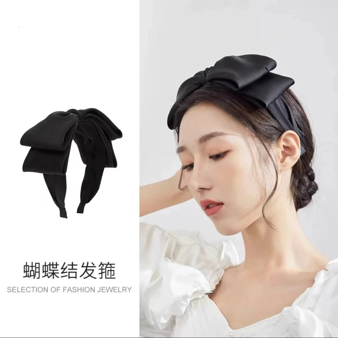 黑色头饰蝴蝶结发箍女高级感发卡显脸小高颅顶韩系简约压发窟头箍