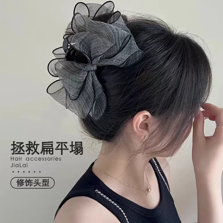 蝴蝶结抓夹多层夹头发优雅感发抓后脑勺盘发鲨鱼夹头饰发夹头花