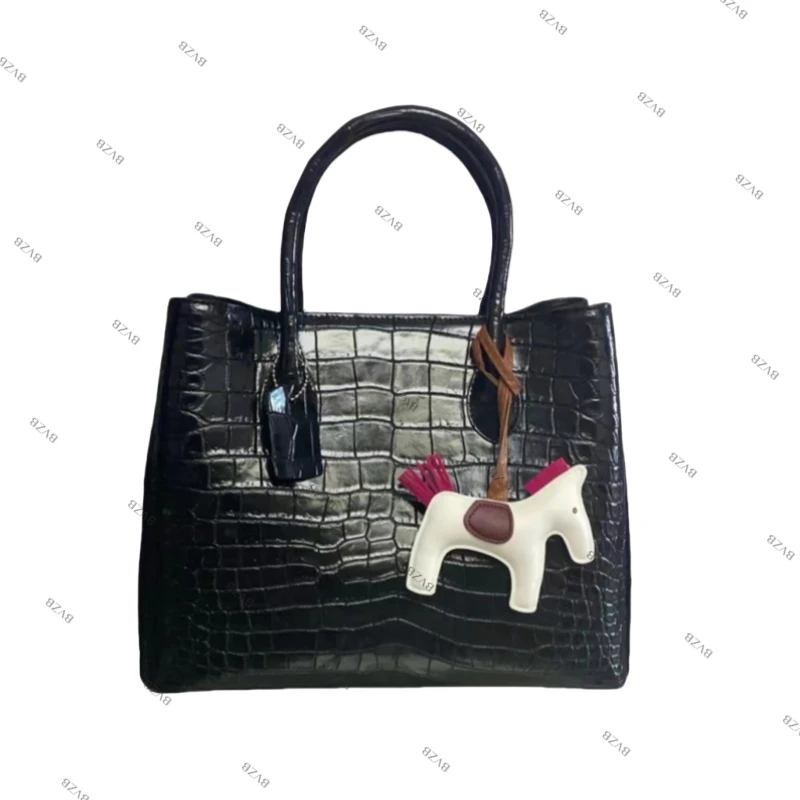 BVZB花园包】高奢百搭经典时尚黑色手提 斜挎真皮鳄鱼皮女士包
