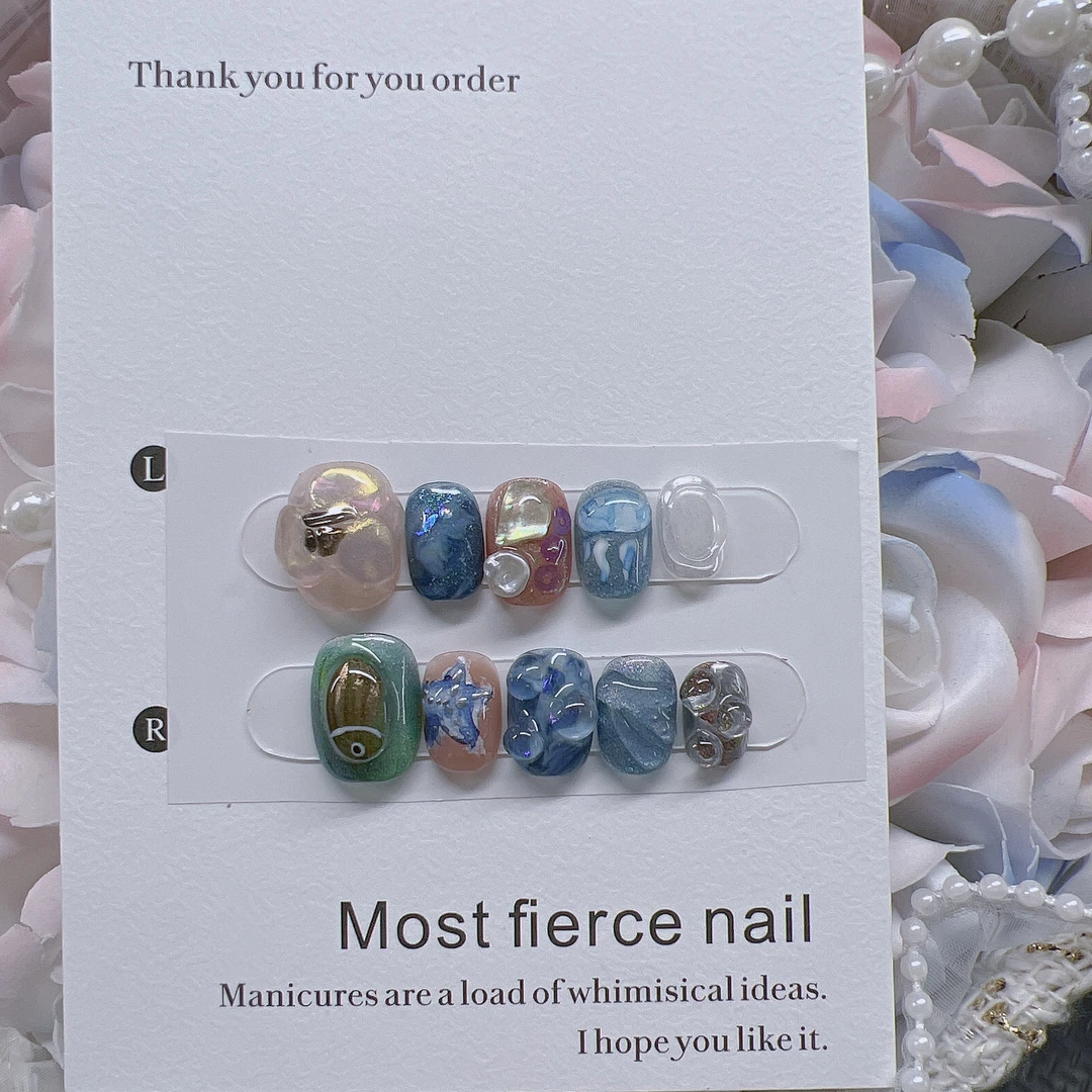 真富鱼~最猛指甲盖儿水彩趣味立体可爱ins风个性手工穿戴甲