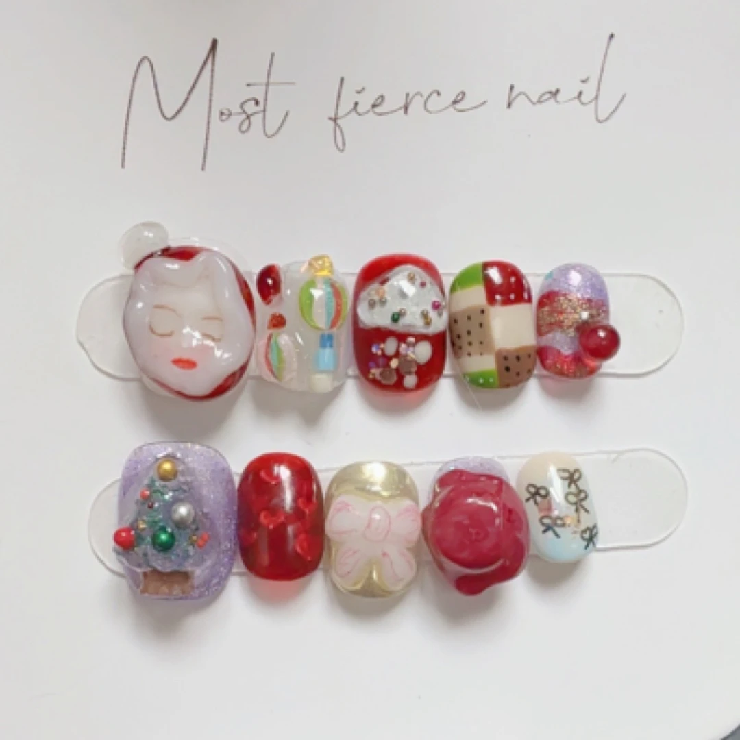 小红帽~最猛指甲盖儿新年手工穿戴甲