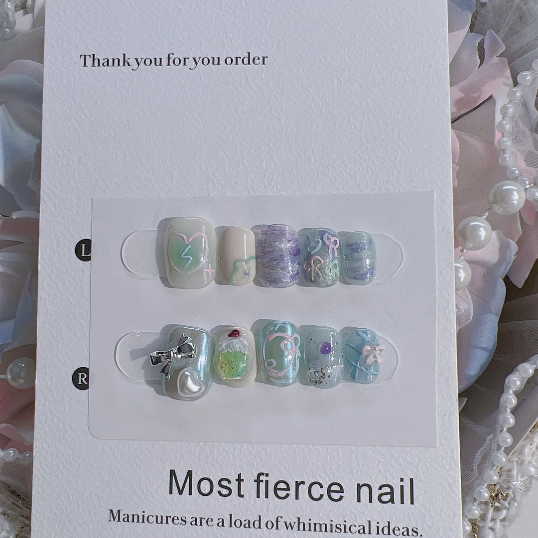 爽爽子~最猛指甲盖儿气质甜美显白可爱ins风手工穿戴甲