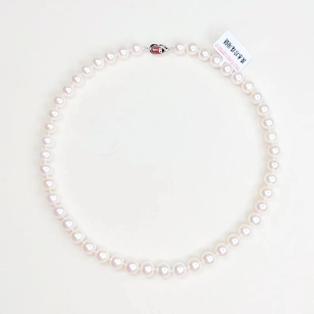 【大D】白珠无核珠全珠链带北大证书/8-10MM