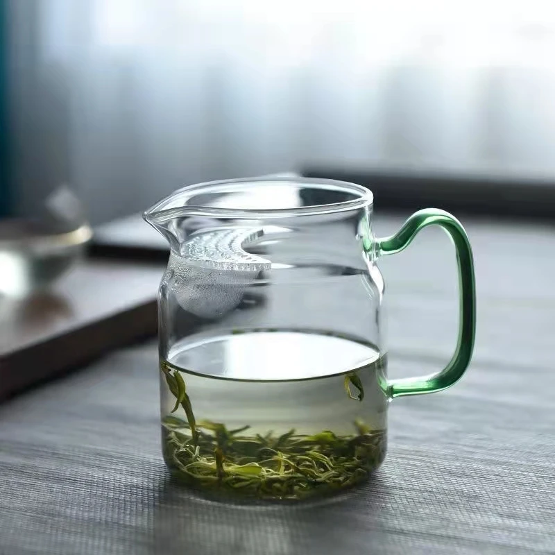 450ml月牙过滤杯 绿茶公道杯玻璃 公道杯茶漏一体 加厚耐热茶海