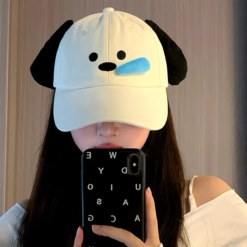 小红书同款卡通可爱立体鼻涕小狗帽夏季百搭学生遮阳棒球帽