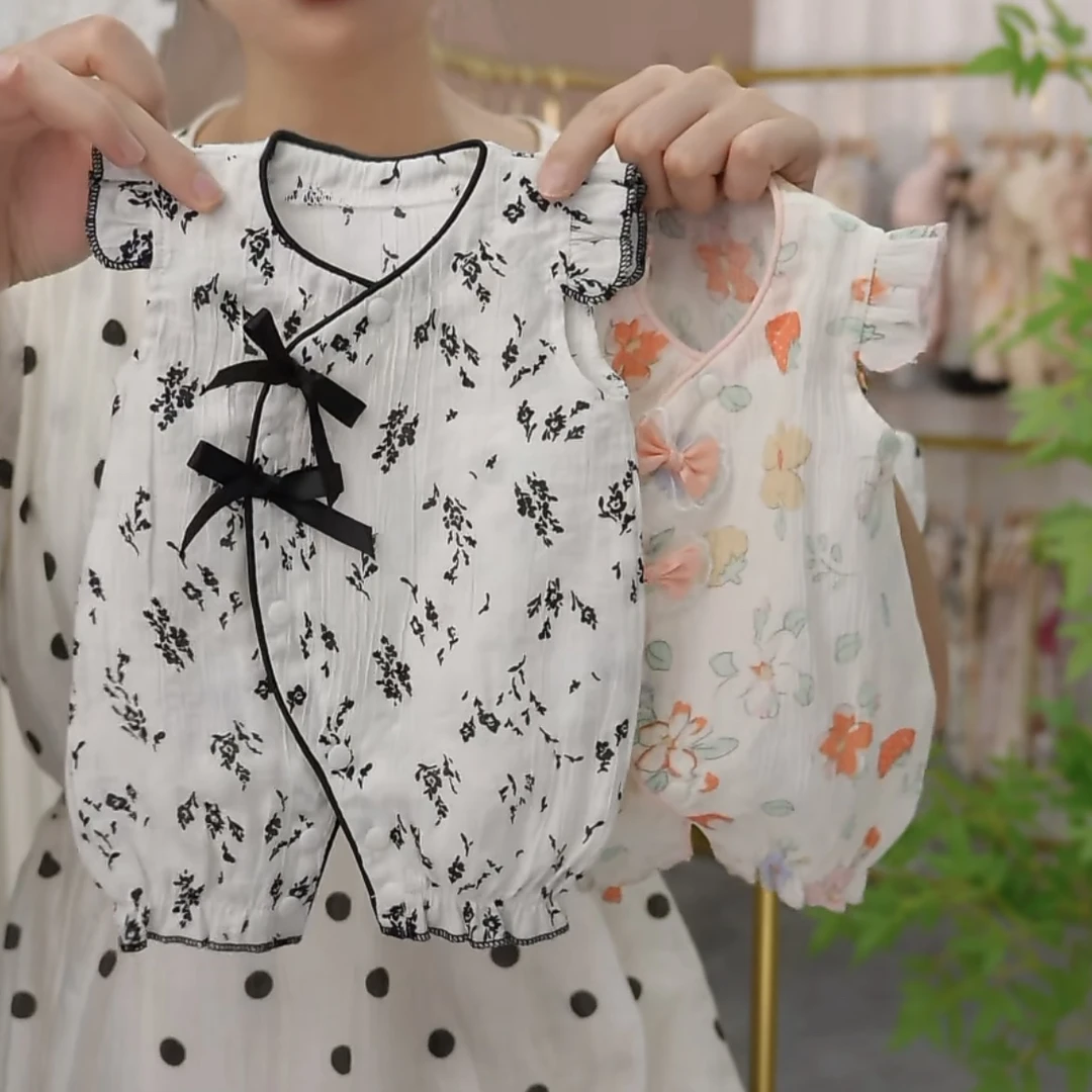 新款夏款包屁衣哈衣连体衣闭档宝宝薄款幼儿童婴儿爬服女宝无袖