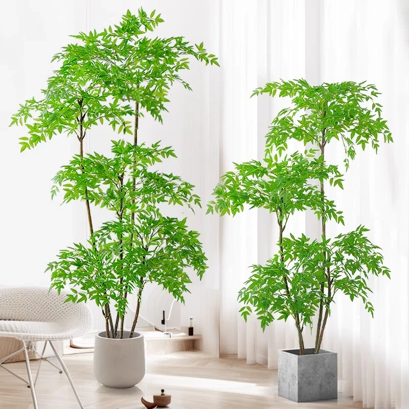 轻奢风大型假绿植落地盆栽室内装饰摆件绿植仿真绿植南天竹