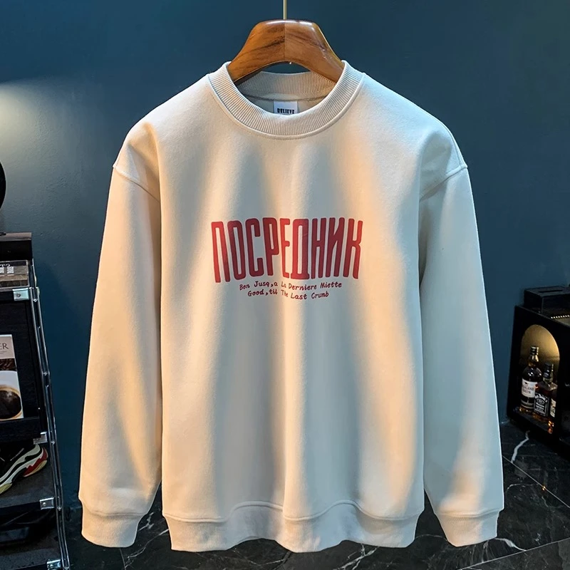 LEIGHZ/雷茨春秋季卫衣男潮流宽松圆领套头衣服美式穿搭重磅罗纹