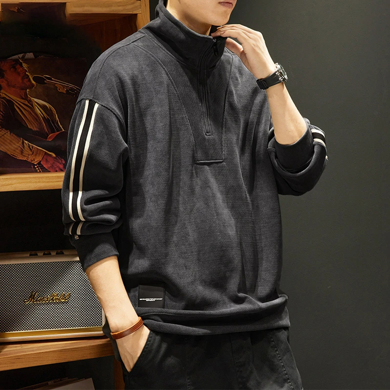 LEIGHZ/雷茨秋季立领卫衣秋冬潮流青少年男士卫衣新款大码休闲