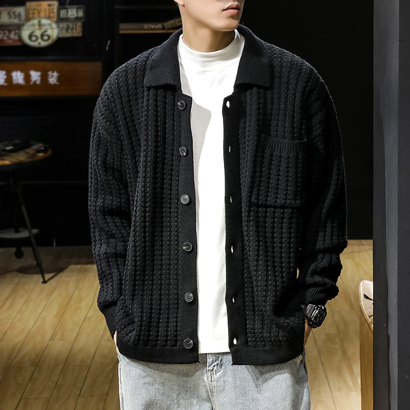 LEIGHZ/雷茨冬季粗线加厚男2024新款美式宽松大码男士翻领外套