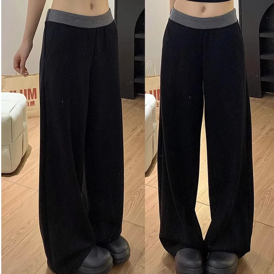 宽松拖地裤大码女裤秋季显瘦休闲裤胖mm梨型身材