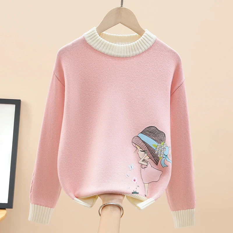 儿童羊毛衫100%纯羊毛女童毛衣秋冬新款童装中大童女孩学生针织衫