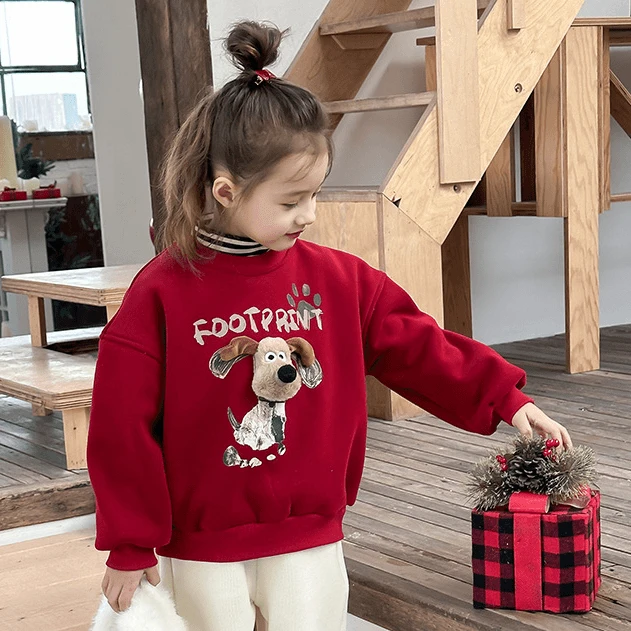 春秋季男童女童小狗立体儿童卡通er卫衣长袖洋气宝宝打底圆领上衣