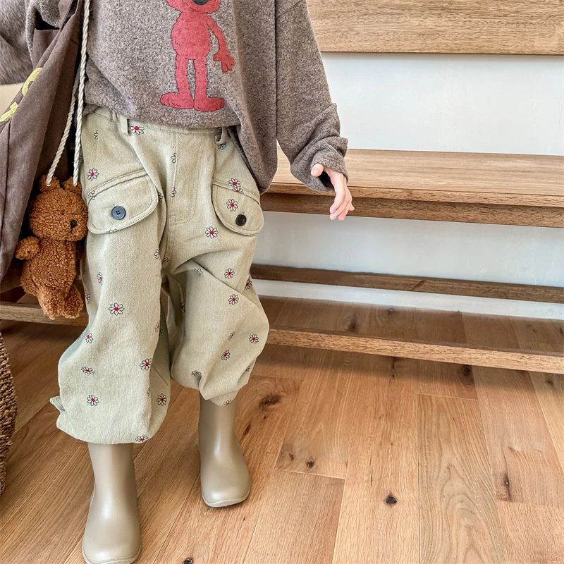 儿童韩版美拉德哈伦裤中厚秋款女童束脚裤宝宝秋季宽松外穿休闲裤