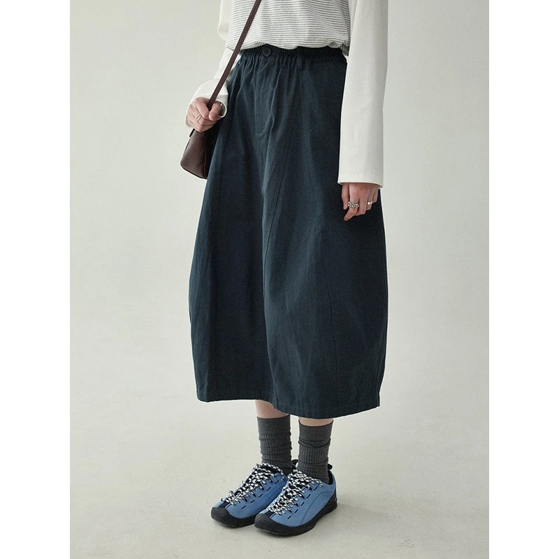 「北岛AMUU」日系松紧腰半身裙女春秋新款设计感花苞裙半裙工装裙