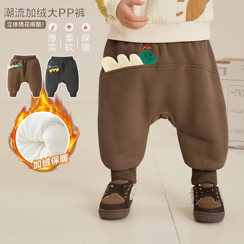 【现货】婴儿衣服加绒加厚大pp裤冬装秋冬男童儿童保暖长裤子Y8343