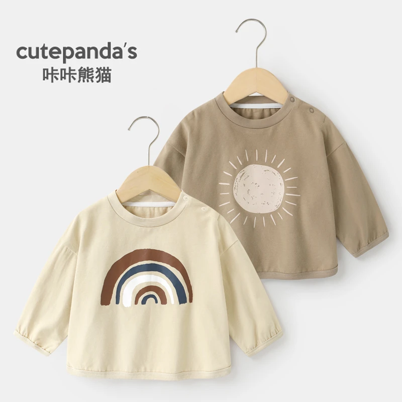 咔咔熊猫婴儿衣服韩版儿童长袖T恤打底衫春秋装宝宝洋气上衣Y7904