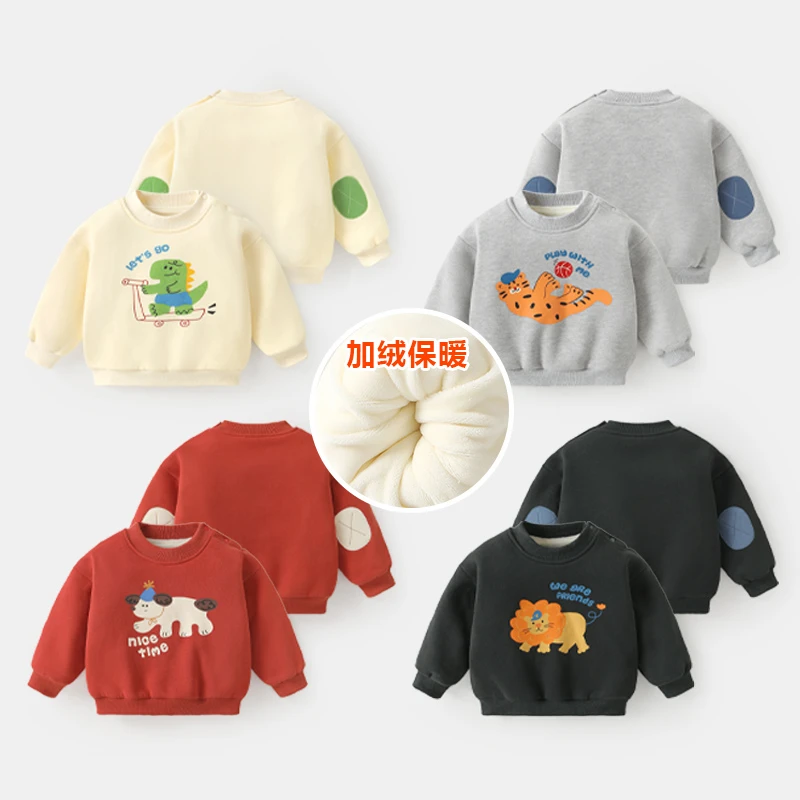 【现货】婴儿衣服卡通印花卫衣冬装秋冬男女童小童保暖上衣Y9335