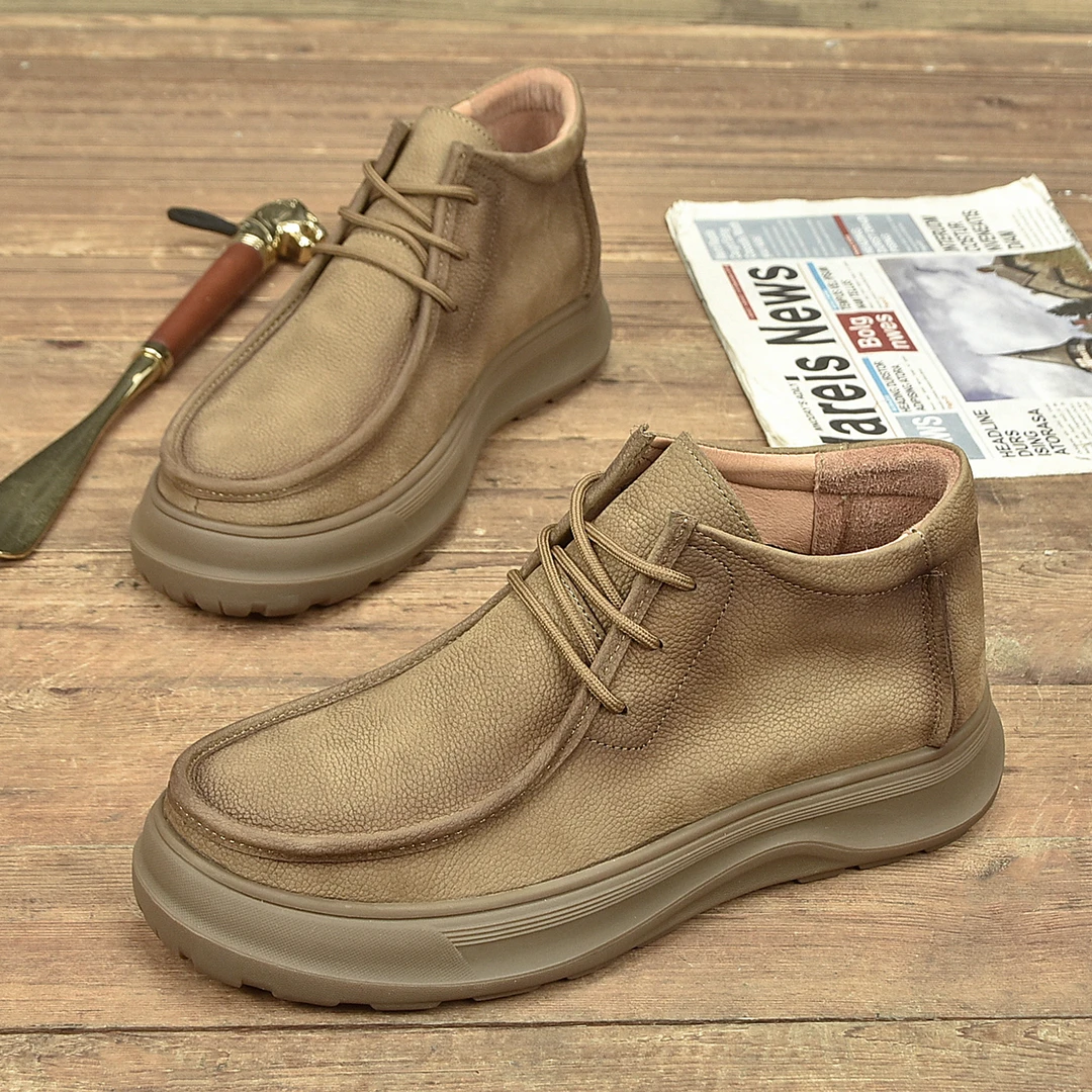 新款软底软面百搭休闲马丁靴头层牛皮英伦风厚底户外男鞋-00208