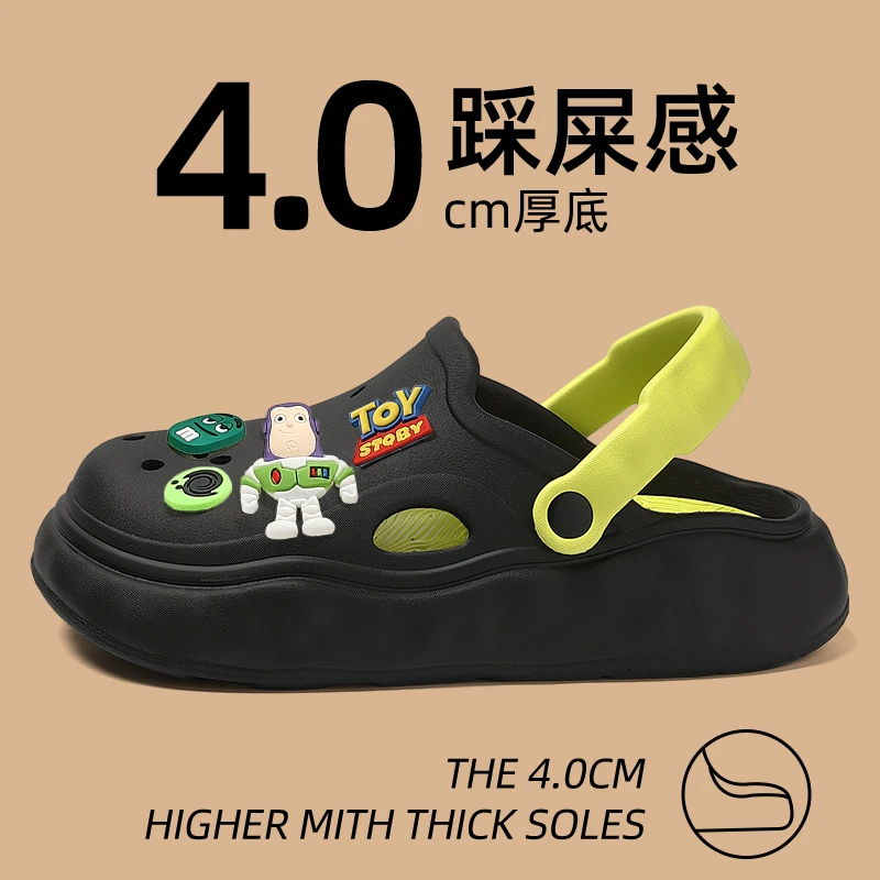 拖鞋男夏季外出洞洞鞋2025新款爆款防滑包头半拖沙滩厚底凉拖鞋男