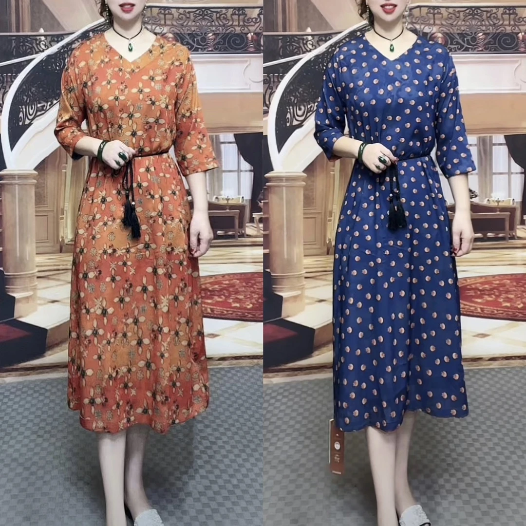 7096夏季气质时尚百搭显瘦双面双穿中长款女士中长款休闲连衣裙