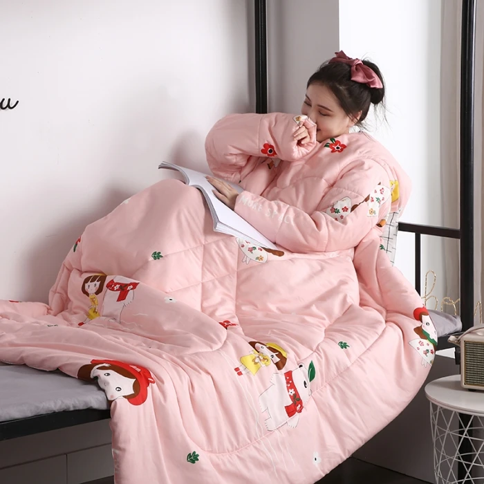 多功能懒人全棉抱枕被可穿带袖子保暖护肩成人儿童防踢盖被宿舍