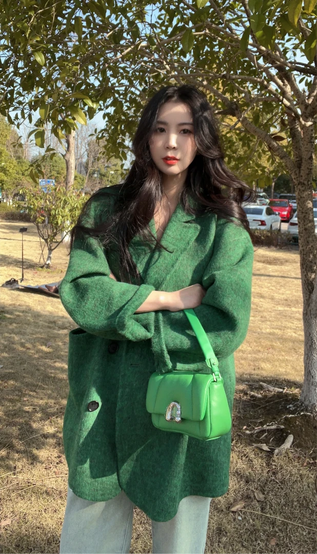 【周大星定制】短款四粒扣气质时尚百搭宽松韩版羊毛大衣4-F69