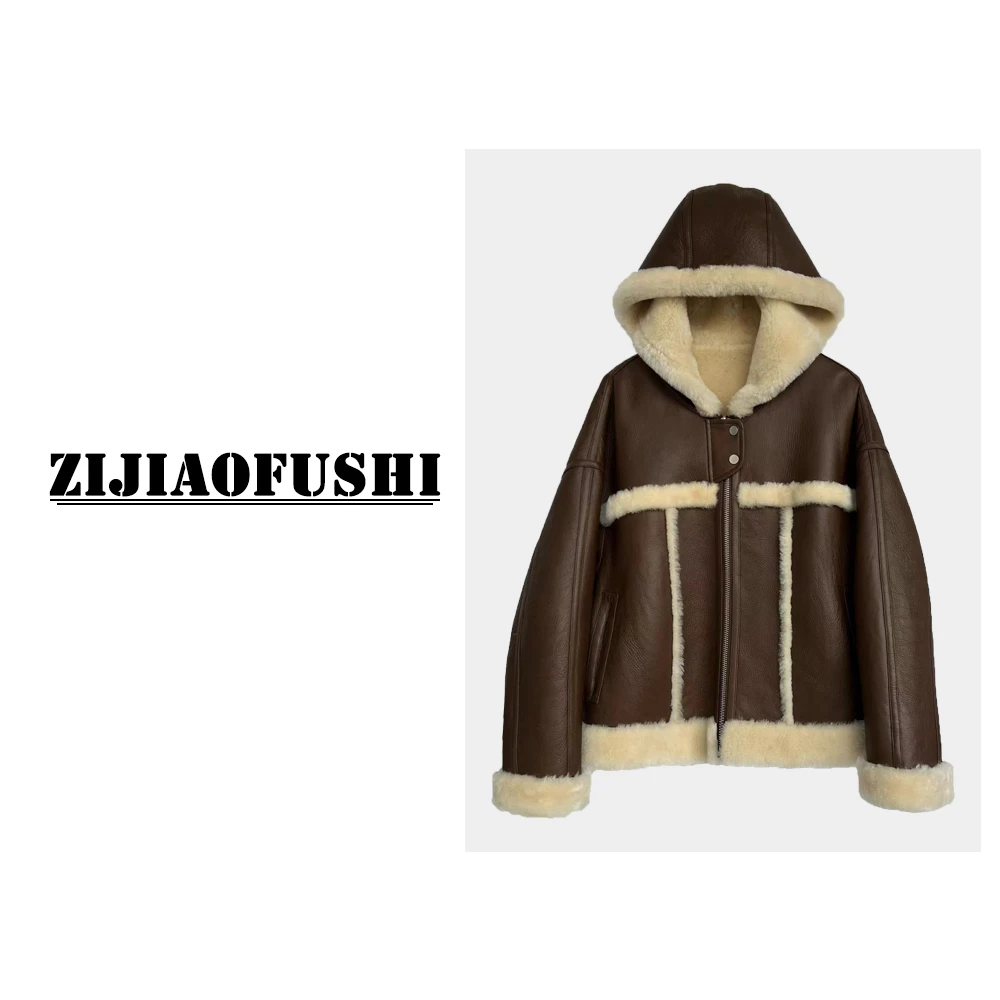 【邱莹莹专享】美利奴两面穿真皮真毛皮毛一体皮草外套  ZJPZ-6687