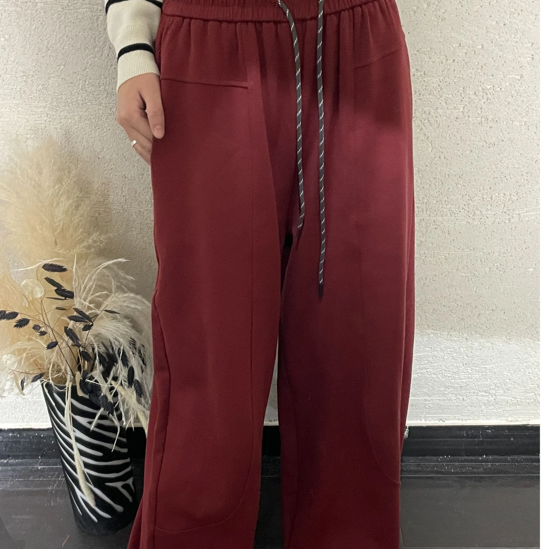 【 雨•美 推荐 】77365红色休闲百搭时尚抽绳休闲裤