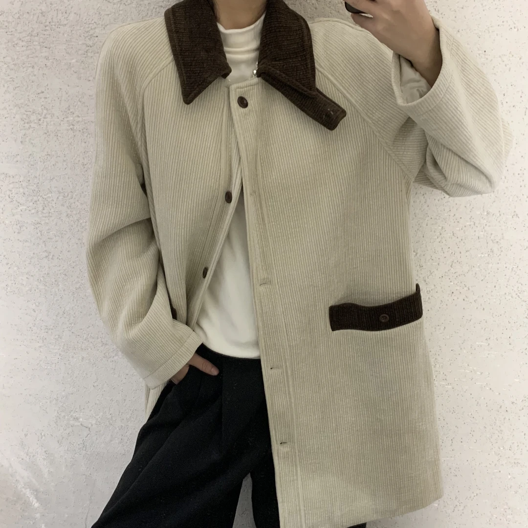 【 雨•美 推荐 】6708米色复古韩版时尚宽松设计感长款外套