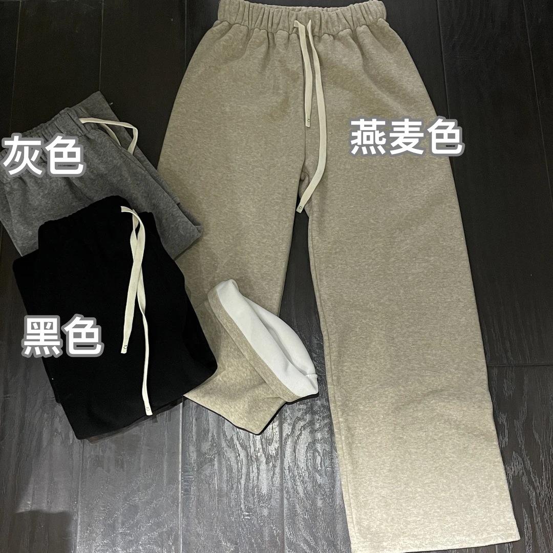 【 雨•美 推荐 】8677抽绳休闲加绒毛巾裤百搭直筒裤