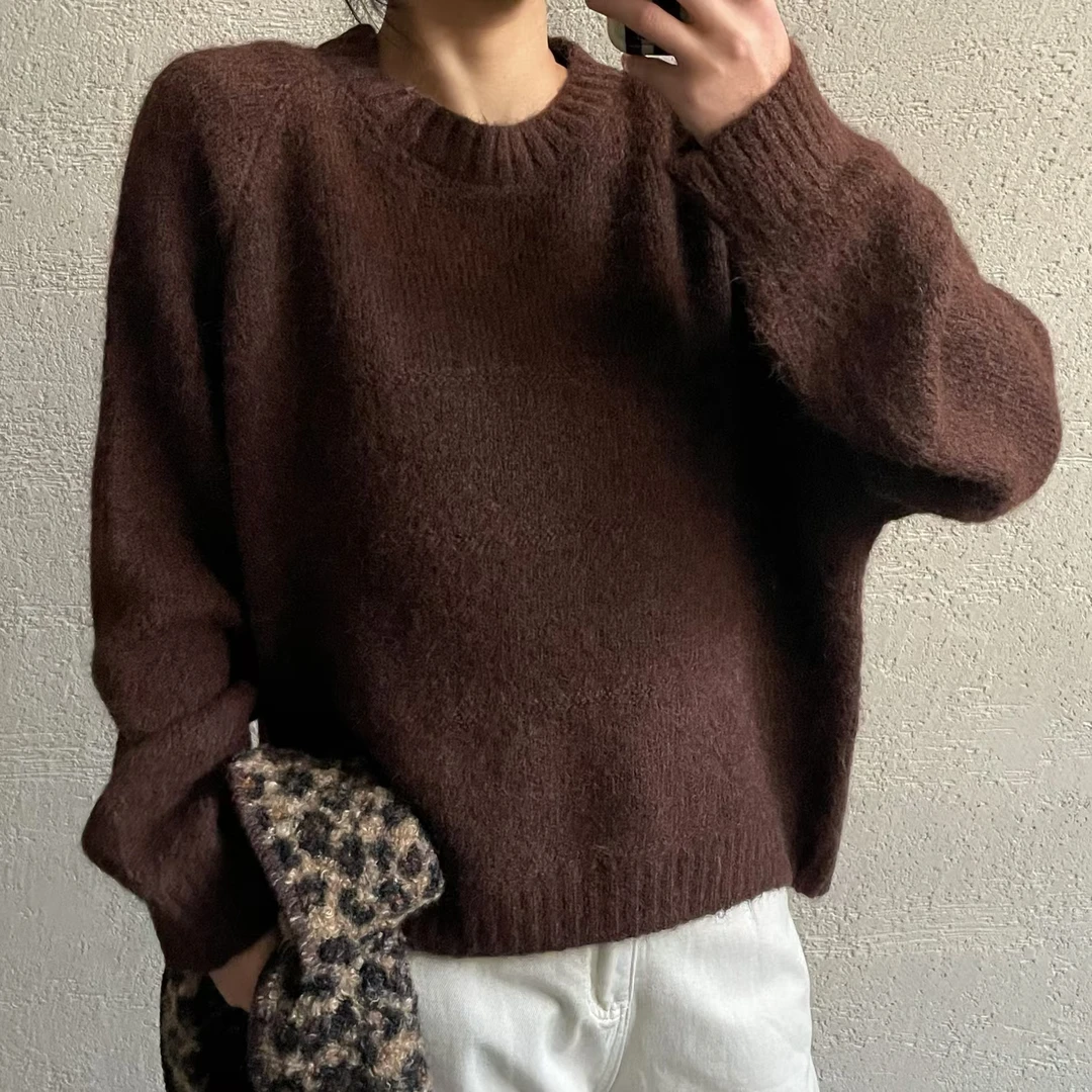 【 雨•美 推荐 】52501咖色韩版气质宽松毛衣