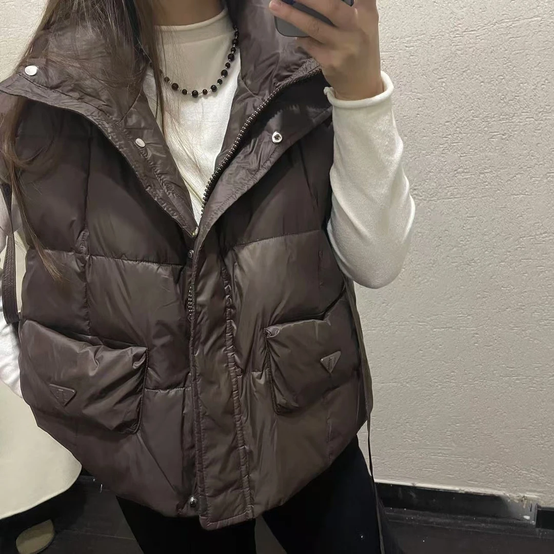 【 雨•美 推荐 】7053咖色袖口系带立领马甲