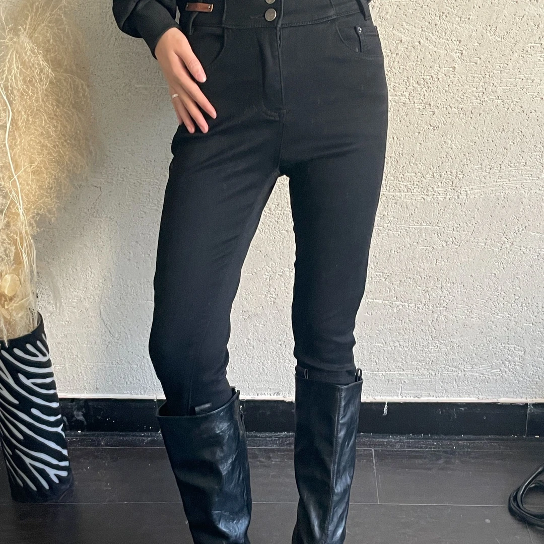 【 雨•美 推荐 】605-1黑色韩系高弹百搭小脚裤