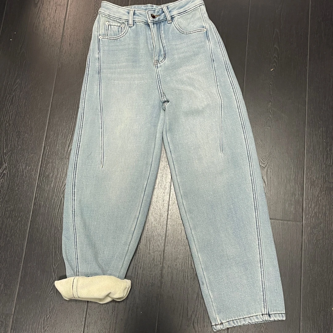 【 雨•美 推荐 】2697蓝色时尚百搭牛仔弯刀裤