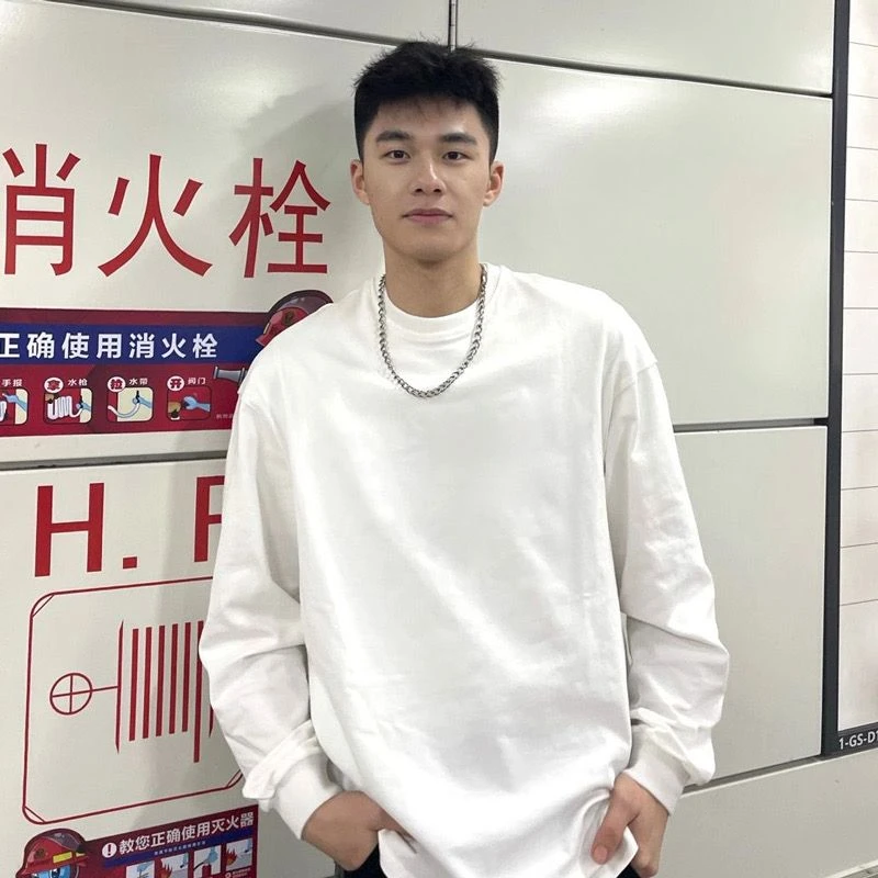 320g重磅长袖T恤男春夏季短袖纯棉白色oversize内搭五分袖打底衫
