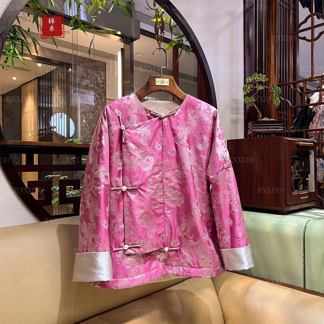【新款~推荐】E-31639蜀锦新中式国风桑蚕丝撞色加棉上衣