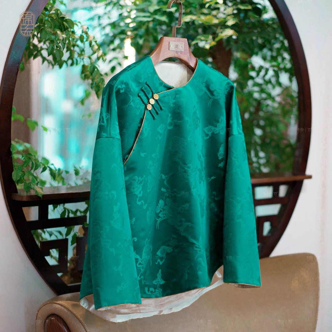 【锦系】华锦缎中式国风桑蚕丝加棉长袖外套E-382152-HJD9133677