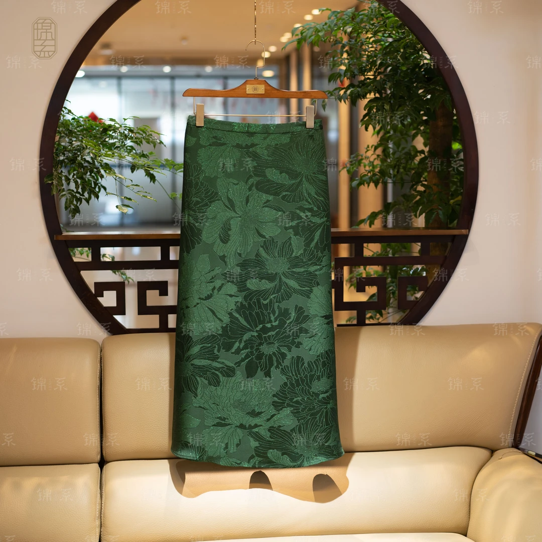 【新款】真丝新中式国风桑蚕丝后松紧腰半裙Q-36680-S3149961