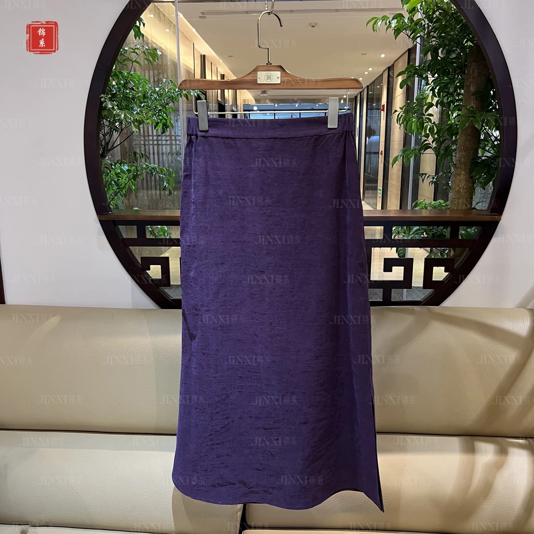 【锦·系】Q-36043普通龟纹中式国风桑蚕丝松紧腰气质半身裙S3149961