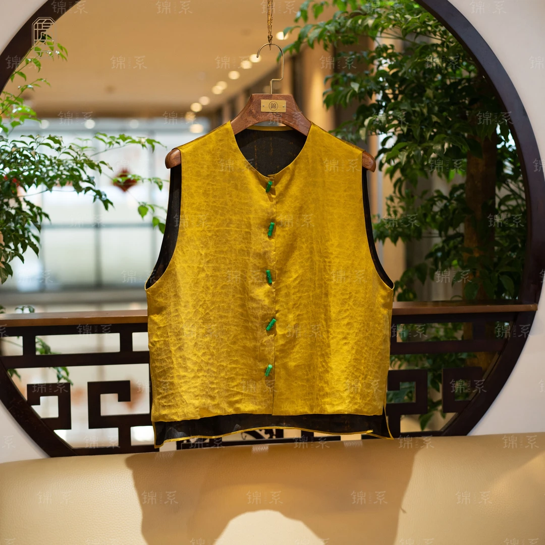 【锦·系】真丝缎面龟香云纱新中式桑蚕丝背心马甲-36242-XYS6113914