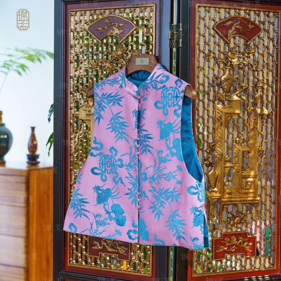 【锦系】漳绒新中式国风桑蚕丝加棉马甲背心E-36943-ZRD4166778