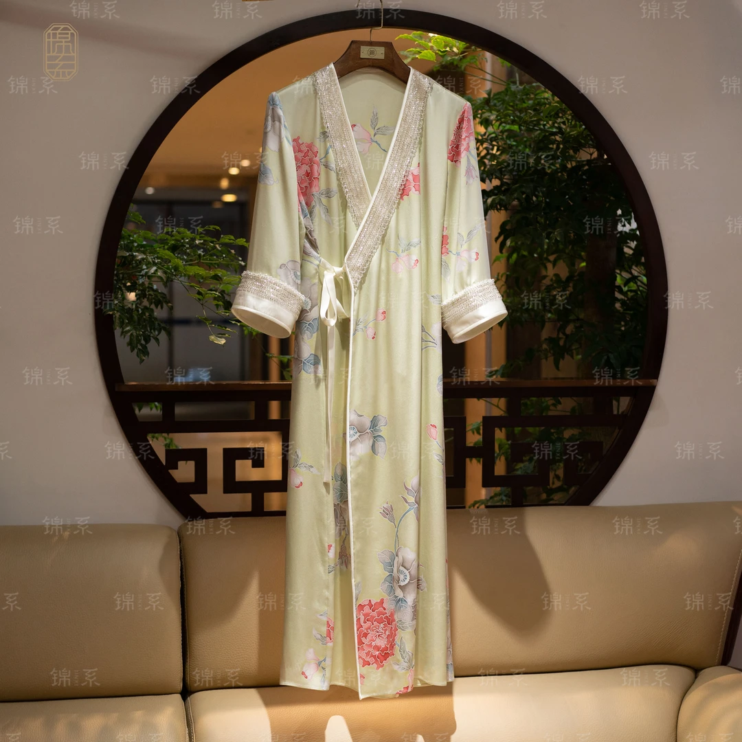 【锦·系】真丝印花新中式桑蚕丝七分袖连衣裙L-36632-S3149961