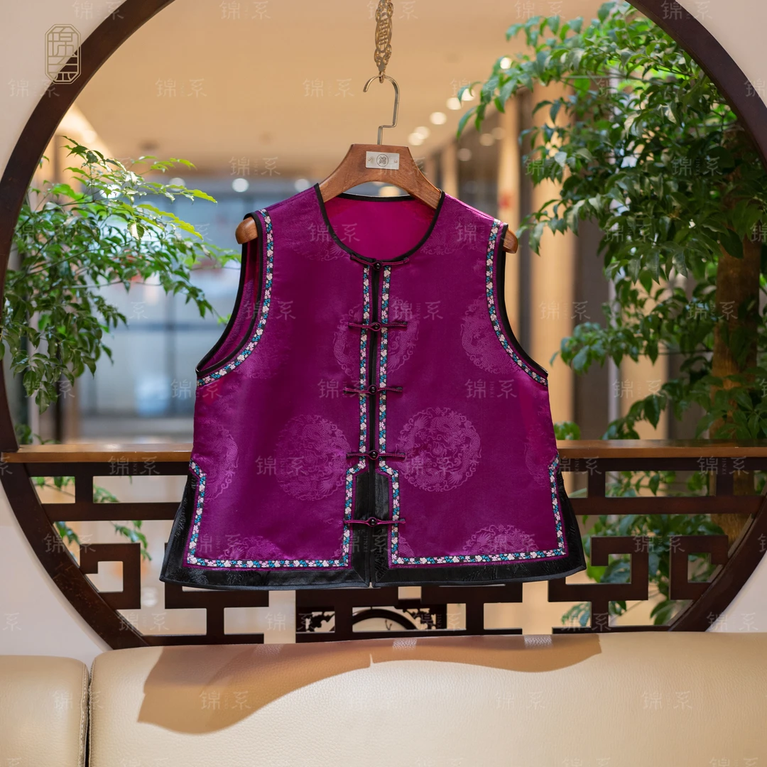 【锦系】华锦缎新中式国风桑蚕丝马甲背心E-36482-HJD9133677
