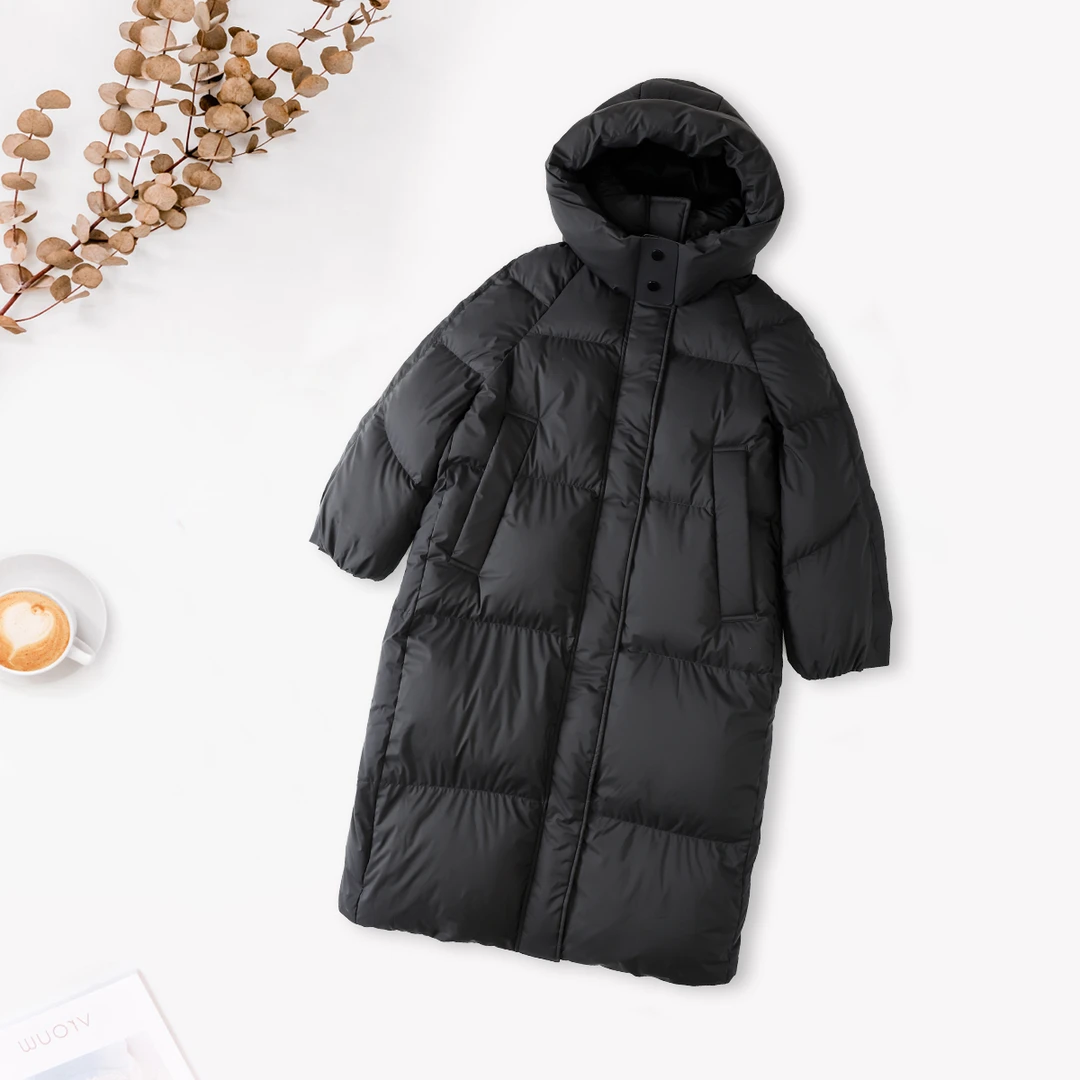 品牌新款百搭休闲显瘦连帽纯色鸭绒羽绒服44272