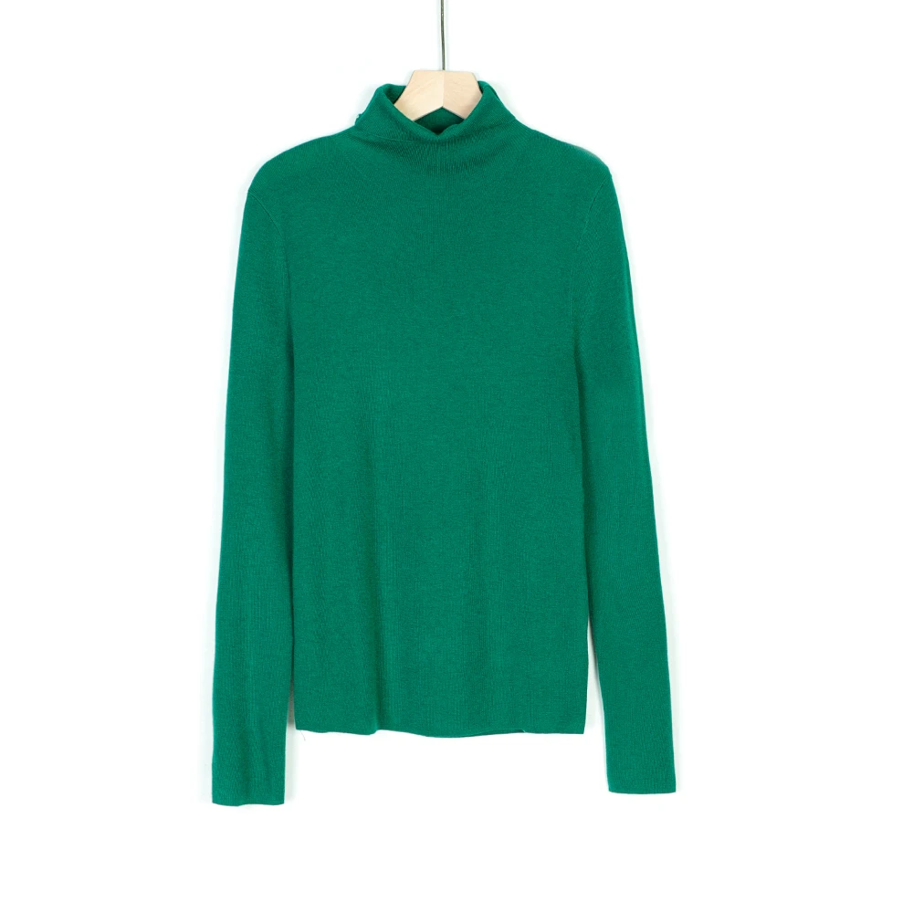 品牌新款打底衫女内搭纯色高领精纺羊毛女士内搭打底衫23815