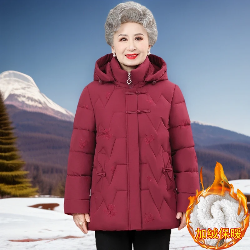 中老年人女装奶奶冬装棉衣外套加绒加厚老人妈妈70岁60太太衣服