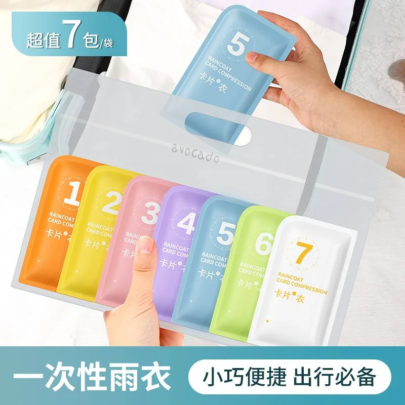 一次性卡片雨衣裤鞋套脚套长款全身加厚成人儿童分体压缩便携雨披