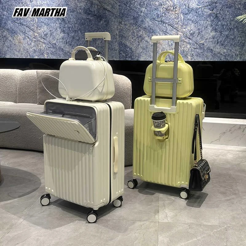 行李箱女2024新款前开口旅行拉杆箱20寸登机箱多功能密码皮箱28男