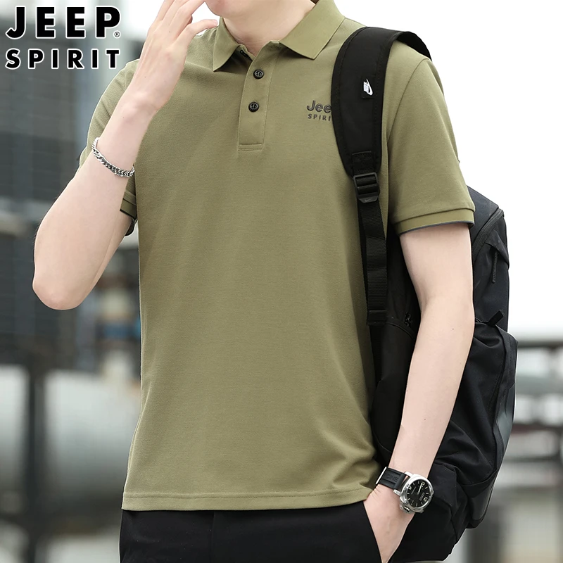 JEEPSPIRIT正品翻领短袖体恤男士2024夏季休闲商务半袖POLO衫上衣